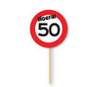 Cocktailprikkers - 50 jaar - rood/wit - 12 stuks