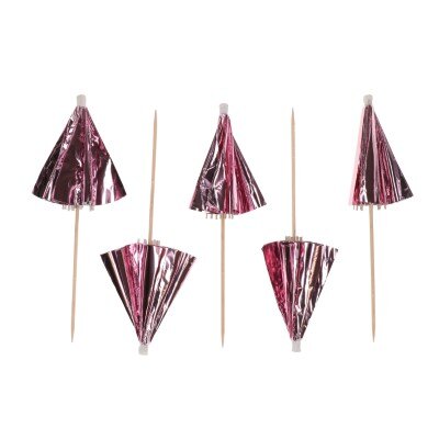 Cocktailprikkers - parasols - tropical - metallic - roze