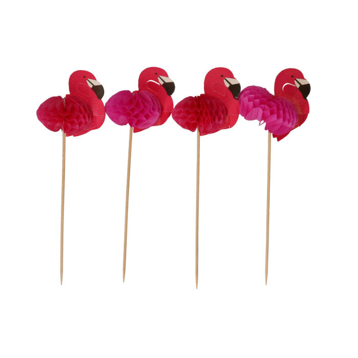Cocktailprikkers - tropical - flamingo - roze - 16 stuks
