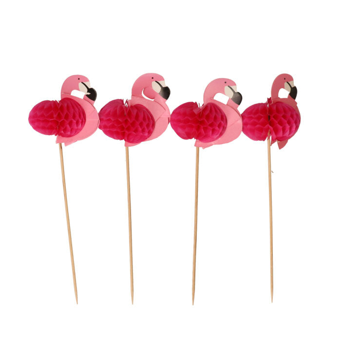 Cocktailprikkers - tropical - flamingo - roze - 16 stuks