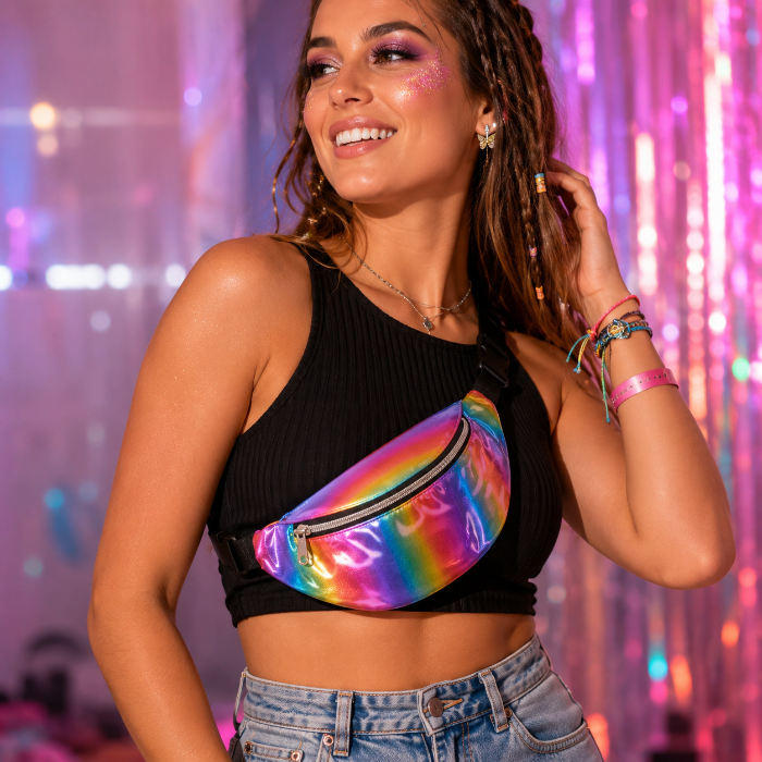 Heuptas regenboog metallic
