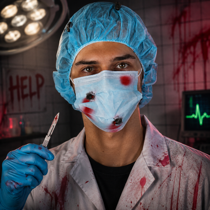 Chirurgie set bloederig blauw