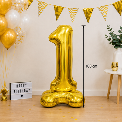 Folieballon staand - XXL - Goud - nummer 1 (103 cm)
