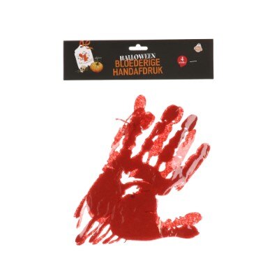 Handafdruk - bloederig - Halloween - rood - 4 stuks