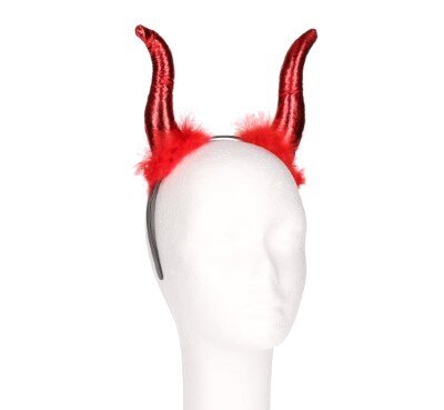 Diadeem - duivels hoorn - metallic - rood