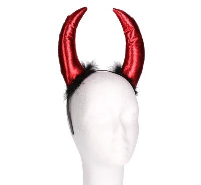 Diadeem - duivels hoorn - metallic - rood/zwart