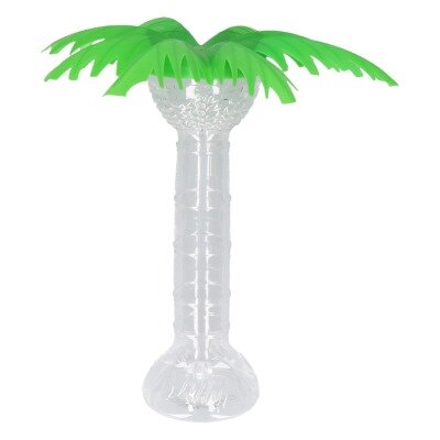 Drinkbeker - palmboom - met rietje - groen/transparant