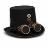 Hoed steampunk zwart met bril