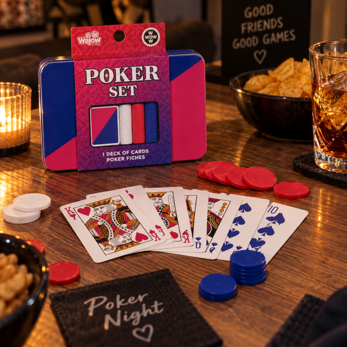 Spel Poker set roze/blauw/wit