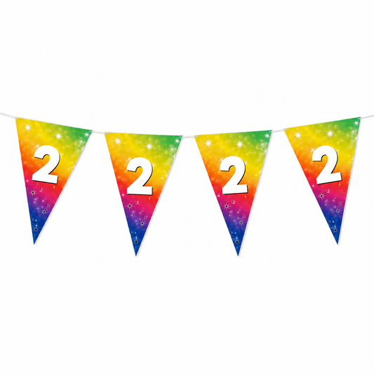 Vlaggenlijn regenboog 2 jaar - 6m (15 vlaggen)