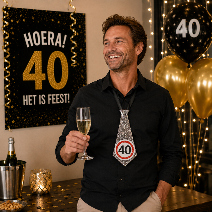 Stropdas 40 jaar verkeersbord
