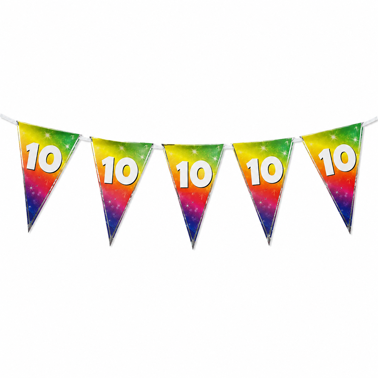 Vlaggenlijn regenboog 10 jaar - 6m (15 vlaggen)