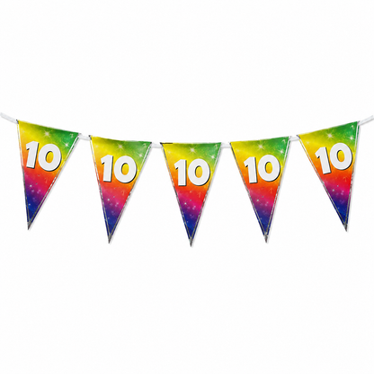 Vlaggenlijn regenboog 10 jaar - 6m (15 vlaggen)