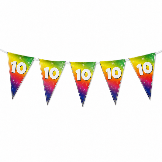 Vlaggenlijn regenboog 10 jaar - 6m (15 vlaggen)