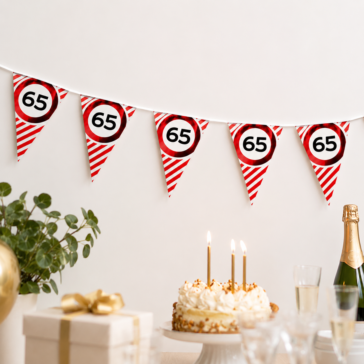 Vlaggenlijn 65 jaar rood/wit 3m