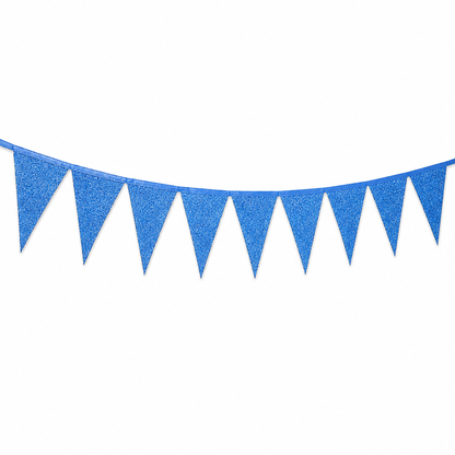 Vlaggenlijn glitter blauw groot - 6m (10 vlaggen)