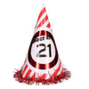 Feesthoedje - 21 jaar - rood/wit