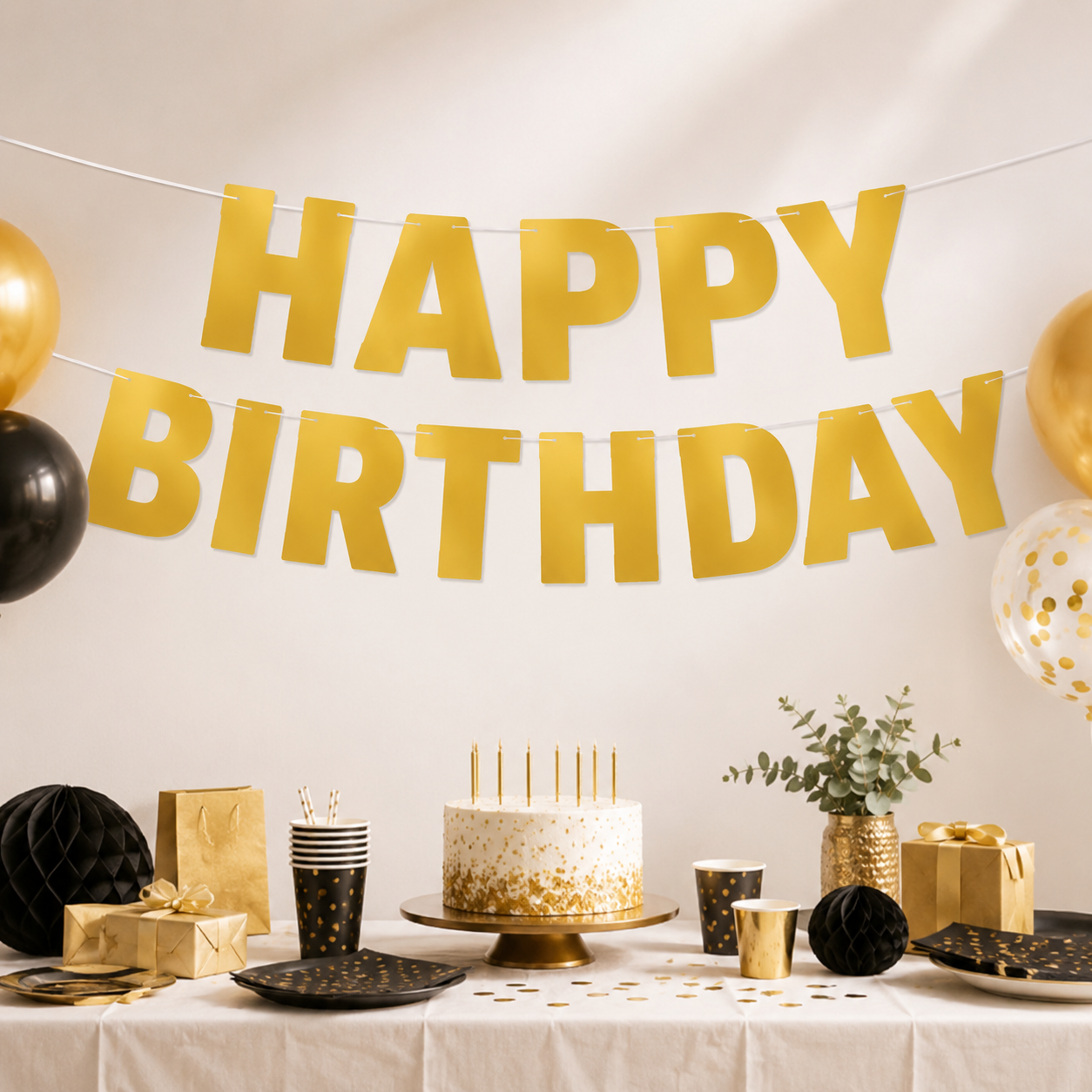 Slinger Happy birthday goud 40cm 7m