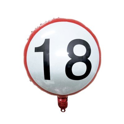 Folieballon - 18 jaar - rood/wit - 35cm