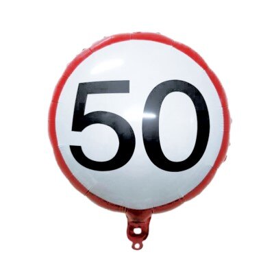 Folieballon - 50 jaar - rood/wit - 35cm