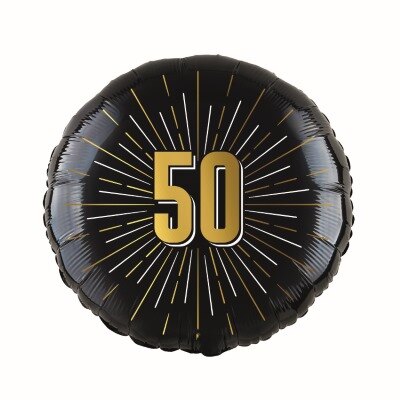 Folieballon - 50 jaar - zwart/goud - 35cm