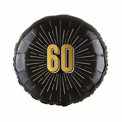Folieballon - 60 jaar - zwart/goud - 35cm