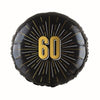 Folieballon - 60 jaar - zwart/goud - 35cm