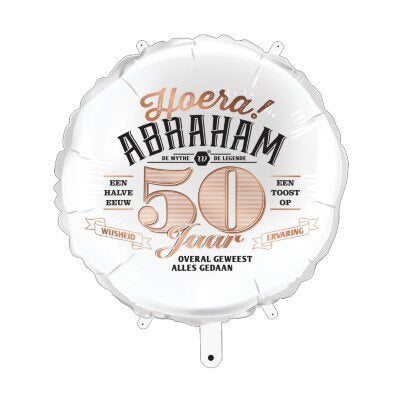 Folieballon - Abraham - 50 jaar - wit - 35cm