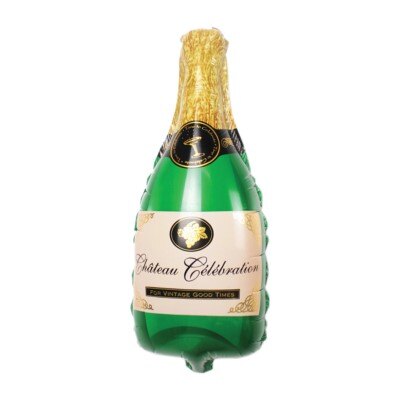 Folieballon - champagnefles - groen/goud - 85cm