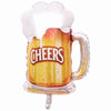 Folieballon - Cheers - bier - geel/wit - 62cm