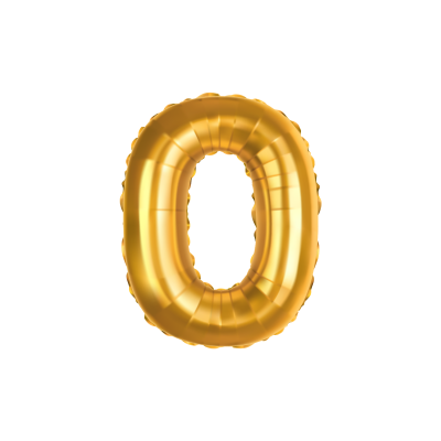 Folieballon - cijfer - 0 - goud - 70cm