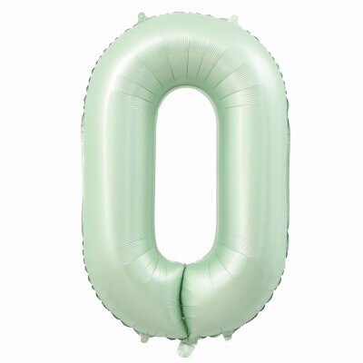 Folieballon - cijfer - 0 - mintgroen - 80cm