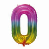 Folieballon - cijfer - 0 - regenboog - 80 cm