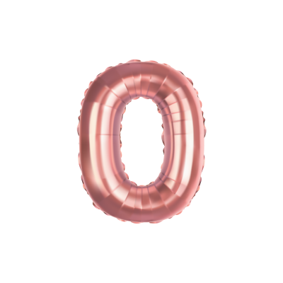 Folieballon - cijfer - 0 - roségoud - 70cm