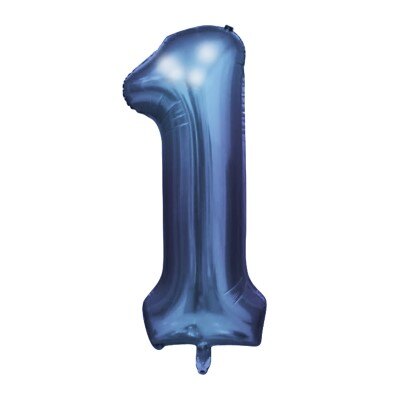 Folieballon - cijfer - 1 - blauw - 85cm