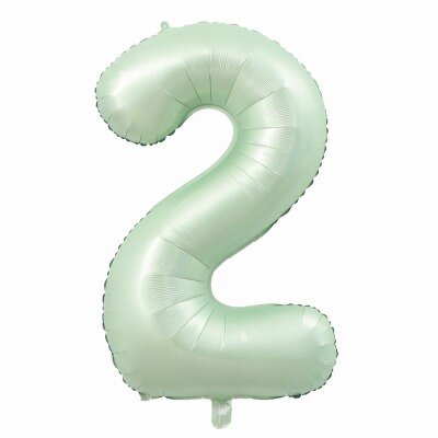Folieballon - cijfer - 2 - mintgroen - 80cm