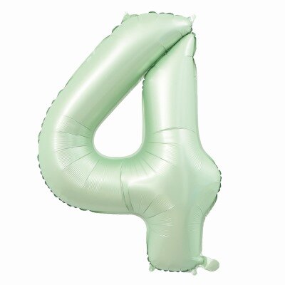 Folieballon - cijfer - 4 - mintgroen - 80cm