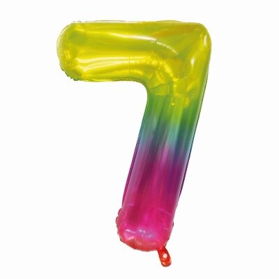 Folieballon - cijfer - 7 - regenboog - 80cm