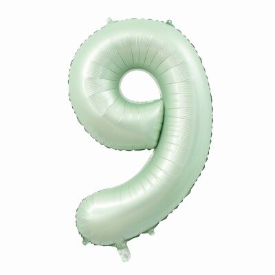 Folieballon - cijfer - 9 - mintgroen - 80cm