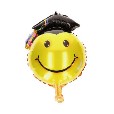 Folieballon - geslaagd - smiley - geel/zwart - 27cm