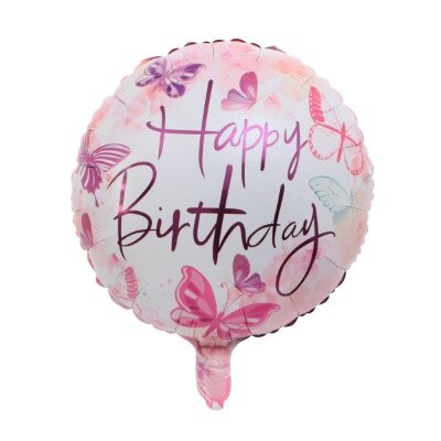 Folieballon - Happy birthday - rond - roze - 33cm