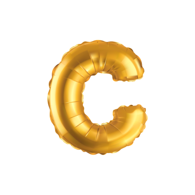 Folieballon - letter - C - goud - 35cm