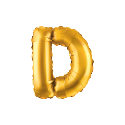 Folieballon - letter - D - goud - 35cm
