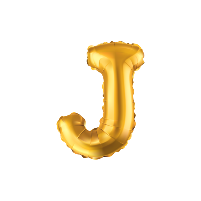 Folieballon - letter - J - goud - 35cm