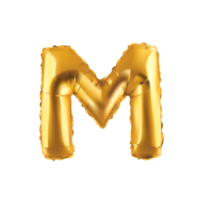 Folieballon - letter - M - goud - 35cm