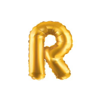 Folieballon - letter - R - goud - 35cm