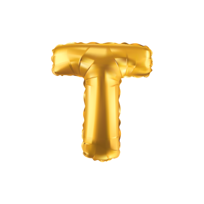 Folieballon - letter - T - goud - 35cm