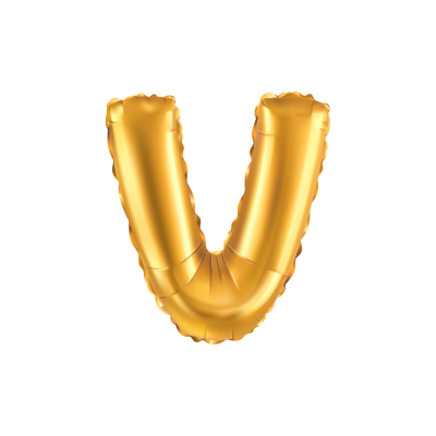 Folieballon - letter - V - goud - 35cm