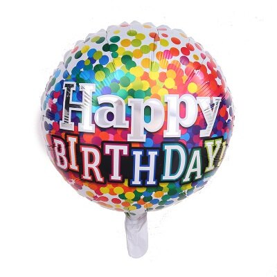 Folieballon - meerkleurig - stippen - happy birthday - 33cm