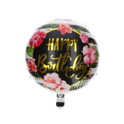 Folieballon - tropical - Happy birthday - goud - 33cm